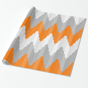 Modern Oranje en grijs Chevron striped pattern Cadeaupapier