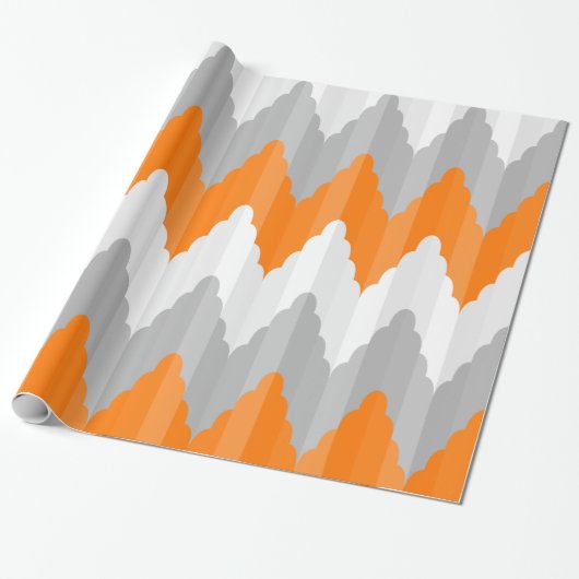 Modern Oranje en grijs Chevron striped pattern Cadeaupapier (Uitgerold)