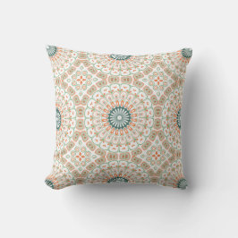 Modern Oranje en Groen Mandala Patroon Kussen