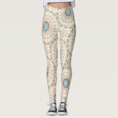 Modern Oranje en Groen Mandala Patroon Leggings (Voorkant)
