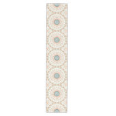 Modern Oranje en Groen Mandala Patroon Medium Tafelloper (Voorkant)