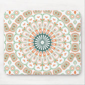 Modern Oranje en Groen Mandala Patroon Muismat (Voorkant)