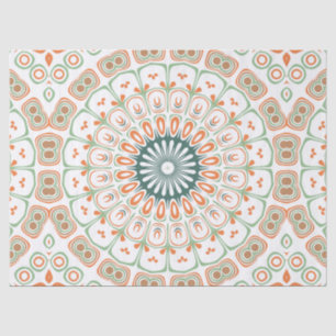 Modern Oranje en Groen Mandala Patroon Tissuepapier