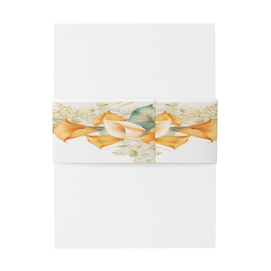 Modern Oranje en Ivory Calla Lily Uitnodigingen Wikkel (Achterkant Voorbeeld)