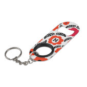 Modern Oranje en Rode Bloem Initialen Mini Flessenopener (Voorkant Gekanteld)