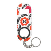 Modern Oranje en Rode Bloem Initialen Mini Flessenopener (Achterkant)