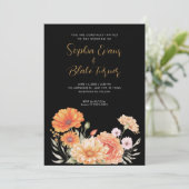Modern Oranje en roze tuinhuwelijk Kaart (Staand voorkant)