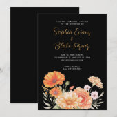 Modern Oranje en roze tuinhuwelijk Kaart (Voorkant / Achterkant)