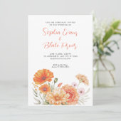 Modern Oranje en roze tuinhuwelijk Kaart (Staand voorkant)