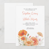 Modern Oranje en roze tuinhuwelijk Kaart (Voorkant / Achterkant)