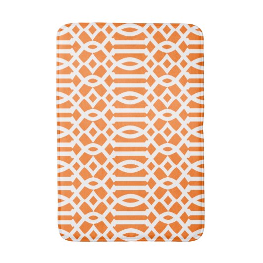 Modern Oranje en White Trellis Pattern Badmat (Voorkant Verticaal)