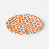 Modern Oranje en White Trellis Pattern Papieren Bordje (Gekanteld)