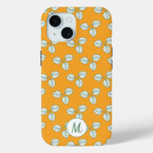 Modern Oranje en wit lederen monogram Case-Mate iPhone Case (Achterkant)