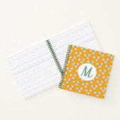 Modern Oranje en wit lederen monogram Notitieboek (Binnen)