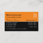 Modern Oranje en zwart met Initialen Professional Visitekaartje (Achterkant)