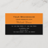 Modern Oranje en zwart met Monogram Professional Visitekaartje (Achterkant)