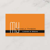 Modern Oranje en zwart met Monogram Professional Visitekaartje (Voorkant)