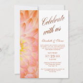 Modern Oranje Floral Photo Wedding Reception Kaart (Voorkant)