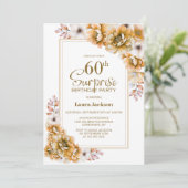 Modern Oranje Floral Surprise 60ste Verjaardagsfee Kaart (Staand voorkant)