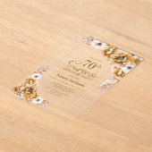 Modern Oranje Floral Surprise 70ste Verjaardagsfee Acryl Uitnodigingen (Laagn)