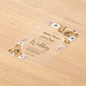 Modern Oranje Floral Wedding Acryl Uitnodigingen (Laagn)