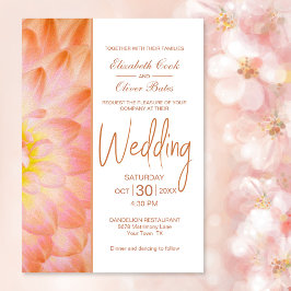 Modern Oranje Floral Wedding Kaart