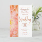 Modern Oranje Floral Wedding Kaart (Staand voorkant)