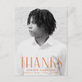 Modern Oranje Foto Afstuderen Hartelijk dank Briefkaart (Voorkant)