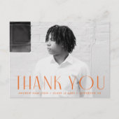 Modern Oranje Foto Afstuderen Hartelijk dank Briefkaart (Voorkant)