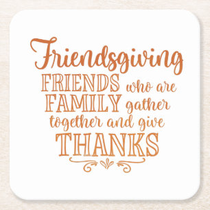 Modern Oranje Friendsgiving Kartonnen Onderzetters