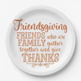 Modern Oranje Friendsgiving Papieren Bordje