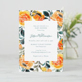 Modern Oranje geel bloementuin Baby shower Kaart (Staand voorkant)