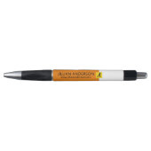 Modern Oranje Geel Kleur Geblokkeerd Monogram Pen (Voorkant)