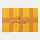 Modern Oranje Geel Kleur Monogram Naam Initiaal Theedoek (Horizontaal)