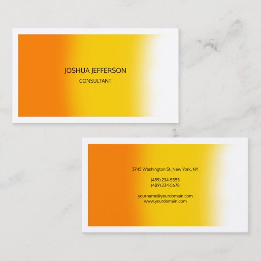 Modern Oranje geel wit, tweeslachtig Visitekaartje (Voorkant / Achterkant)