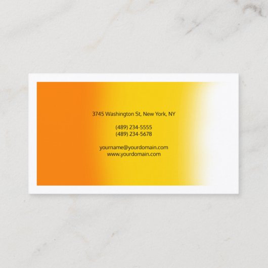 Modern Oranje geel wit, tweeslachtig Visitekaartje (Achterkant)
