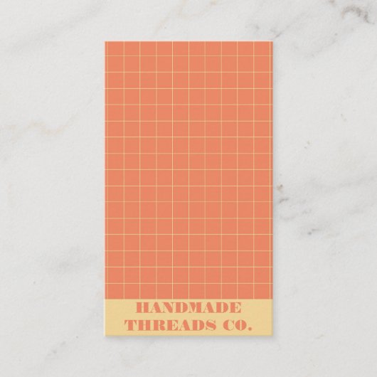 Modern Oranje geruit patroon QR-code Visitekaartje (Voorkant)