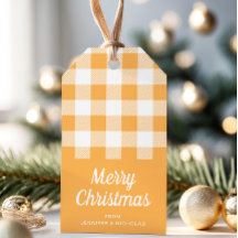 Modern Oranje Geruite Prettig Kerstfeest