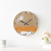 Modern Oranje Grijs Abstract Grote Klok (Huis)