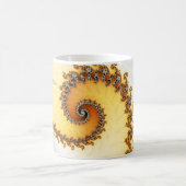 Modern Oranje grijs wervelfractal met naam Koffiemok (Center)