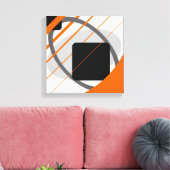 Modern Oranje Grijs Zwart Off Witte Canvas Wrapped Afdruk (Insitu (Woonkamer))