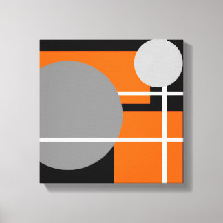 Modern Oranje Grijs Zwart Wit - Canvas met Spandra Afdruk