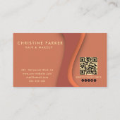 Modern oranje haar & beauty Qr-code Visitekaartje (Achterkant)
