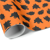 modern Oranje Halloween Ghost Cadeaupapier (Rol Hoek)