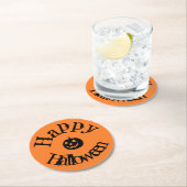 Modern Oranje Happy Halloween Pumpkin Ronde Kartonnen Onderzetter (Insitu)