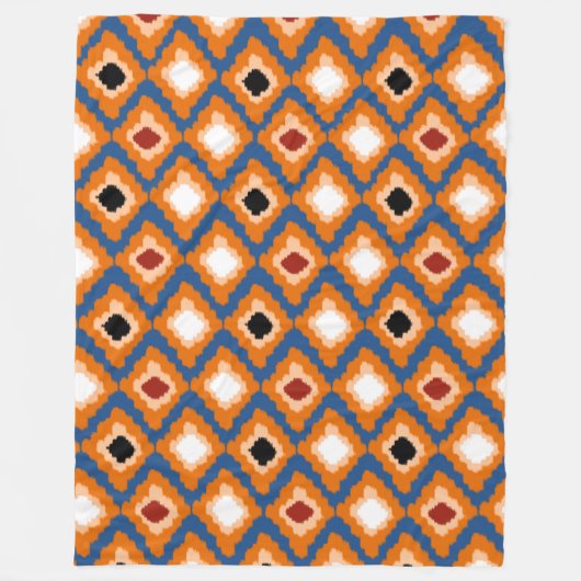 Modern Oranje Ikat Diamonds - Aangepaste ventilato Fleece Deken (Voorkant)