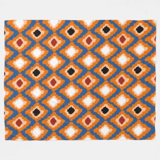 Modern Oranje Ikat Diamonds - Aangepaste ventilato Fleece Deken (Voorkant (Horizontaal))