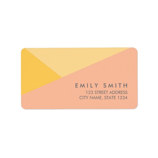 Modern Oranje kleurenblok en perzikadres Etiket (Voorkant)