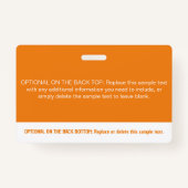 Modern Oranje kleurenblok Professionele fotonaam Badge (Achterkant)