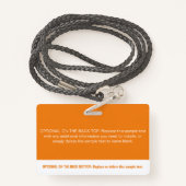 Modern Oranje kleurenblok Professionele fotonaam Badge (Achterkant met draagriem)